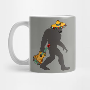 Funny Bigfoot with Moustache and Mexican Guitar for Cinco de Mayo Mug
